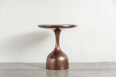 Le Verre Table with Black Lacquer Top by Robert Kuo, Hand Repoussé, Limited