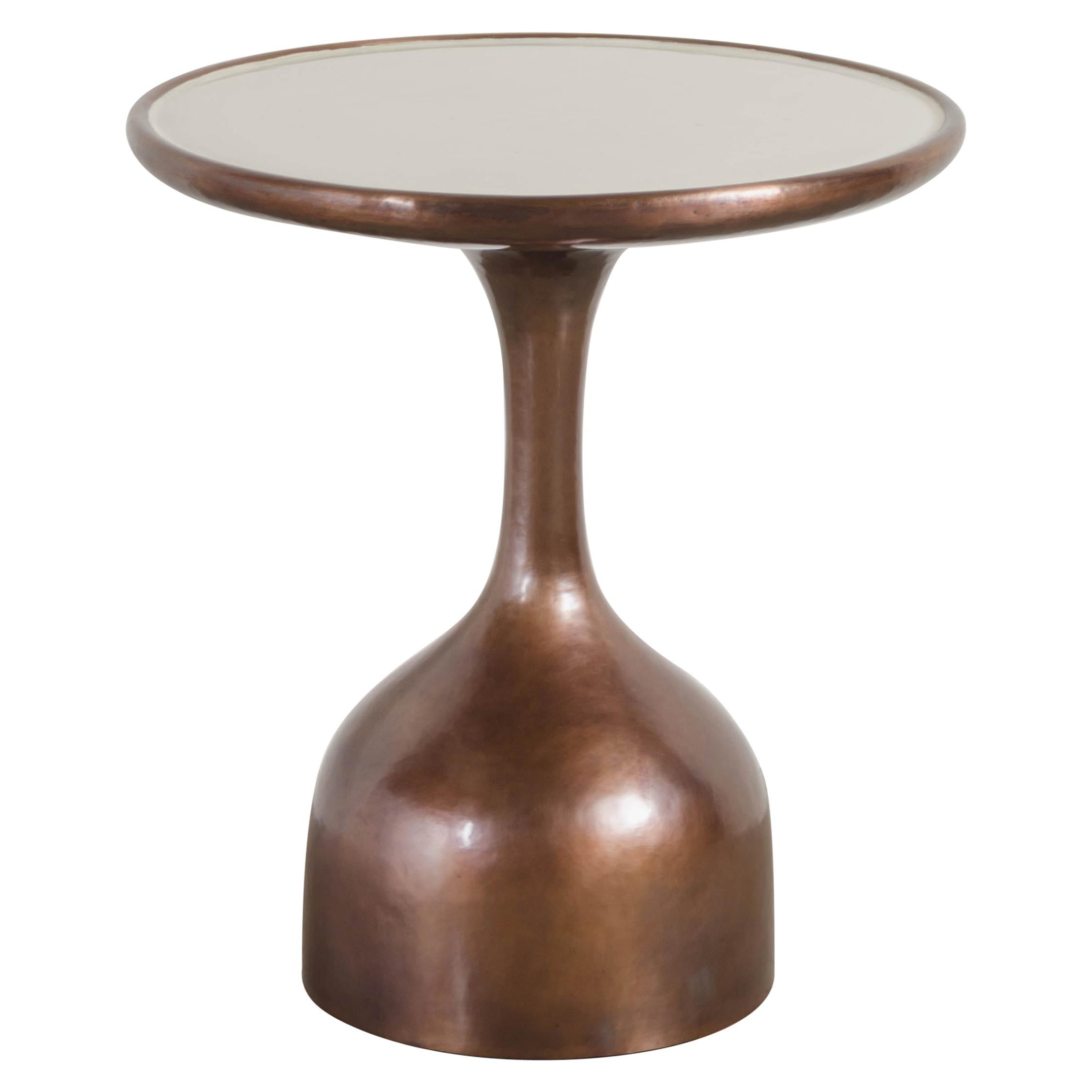 Le Verre Table with Cream Lacquer Top by Robert Kuo, Hand Repousse, Limited