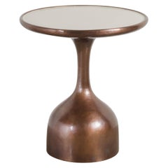 Le Verre Table with Cream Lacquer Top by Robert Kuo, Hand Repousse, Limited