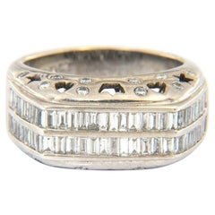 Le Vian 0.75ctw Baguette and Round Diamond Double Row Ring in 18K White Gold