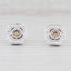 Le Vian 0.76ctw Chocolate Diamond Halo Earrings 14k White Gold Pierced Studs