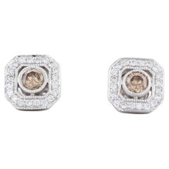 Le Vian 0.76ctw Chocolate Diamond Halo Earrings 14k White Gold Pierced Studs