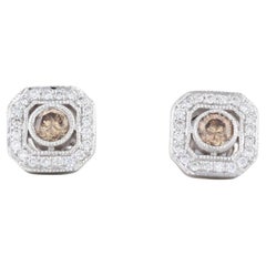 Le Vane 0,76ctw Chocolate Diamond Halo Orecchini con perno in oro bianco 14k