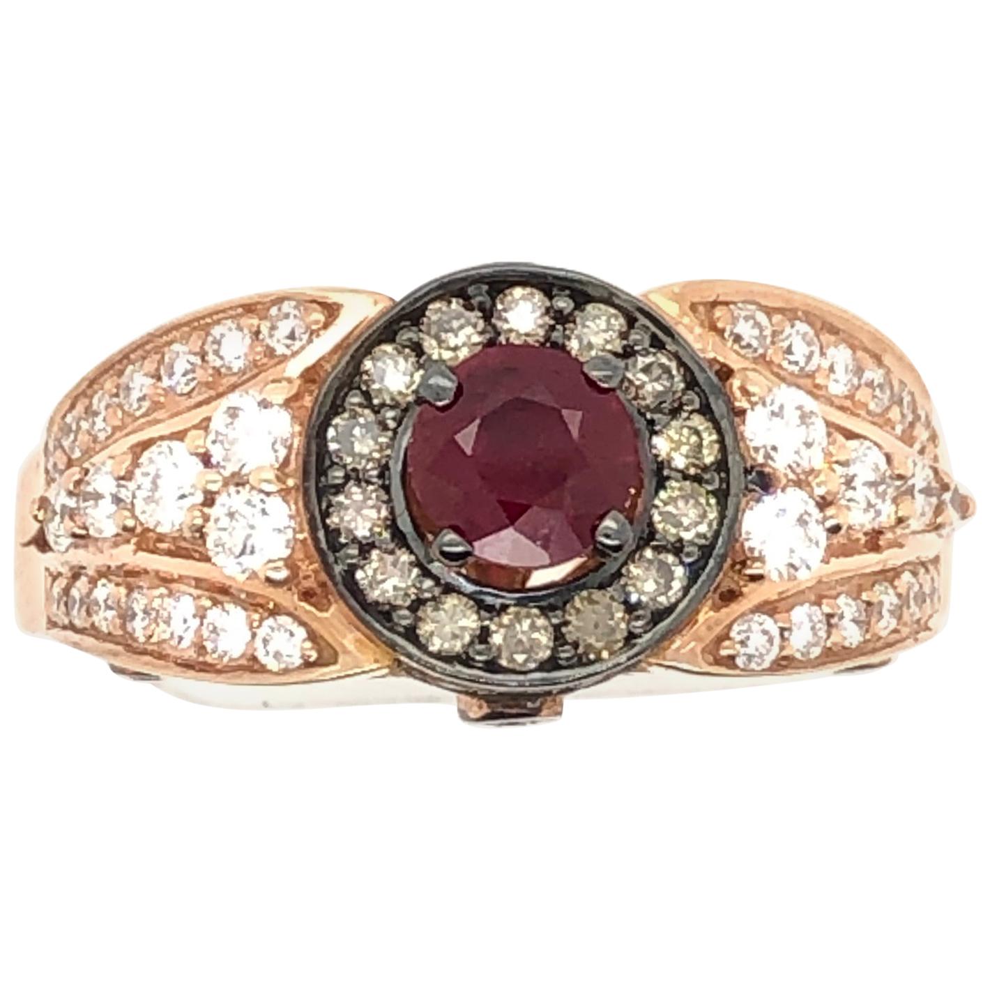 Le Vian 1/2 Carat Ruby Rose Gold Bridal Ring For Sale