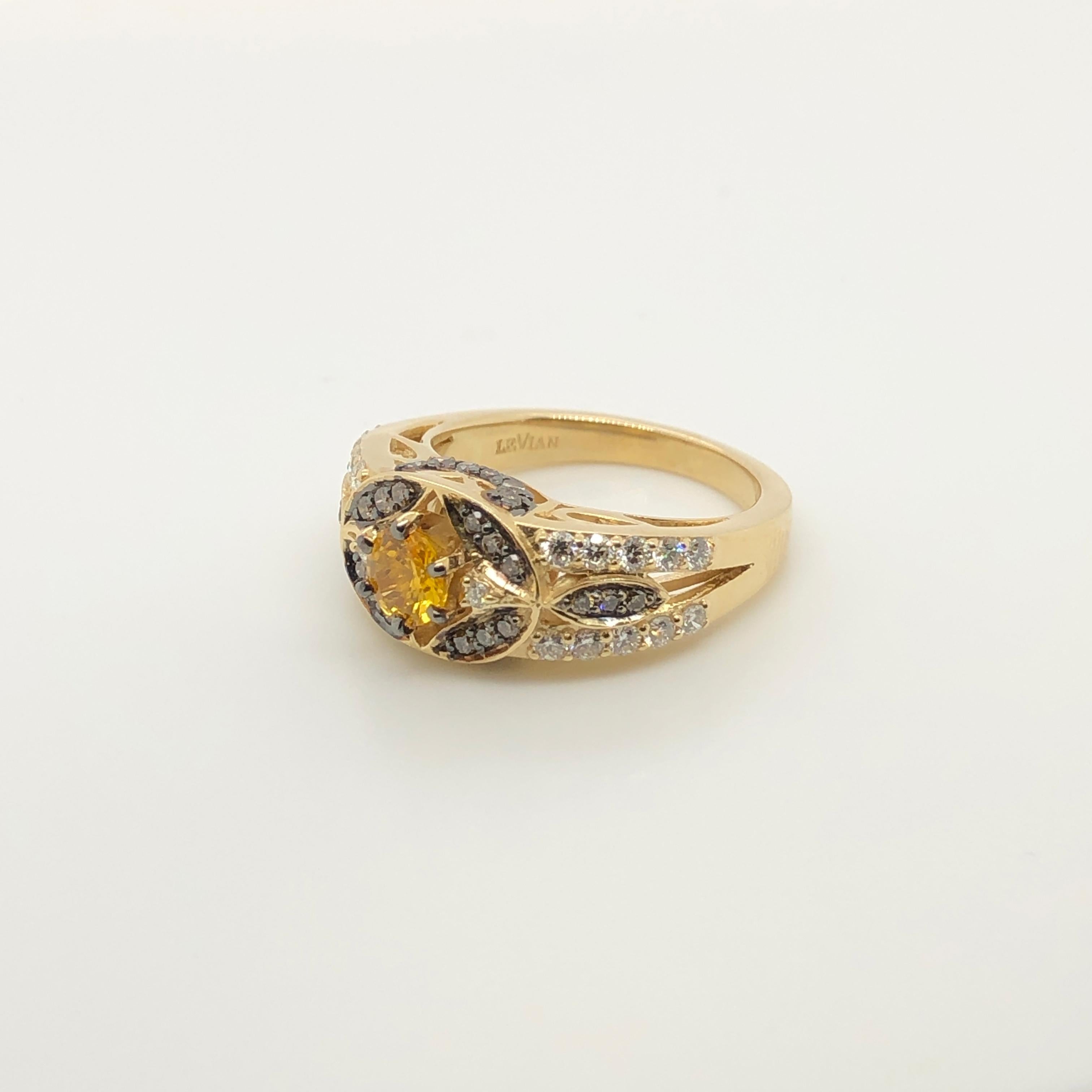 Round Cut Le Vian 1/2 Carat Yellow Sapphire Yellow Gold Ring