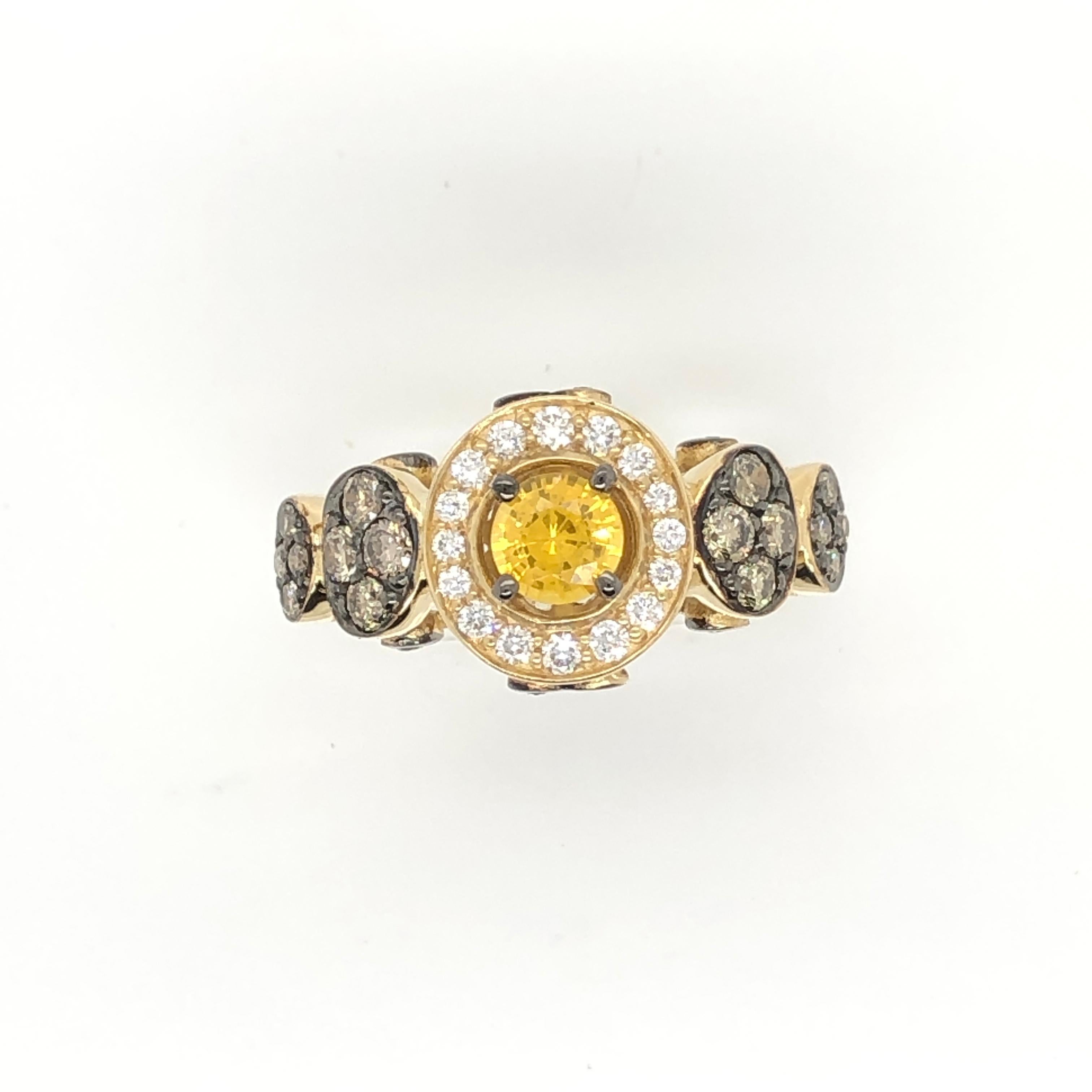 le vian yellow sapphire ring 3/8 ct tw diamonds 14k honey gold