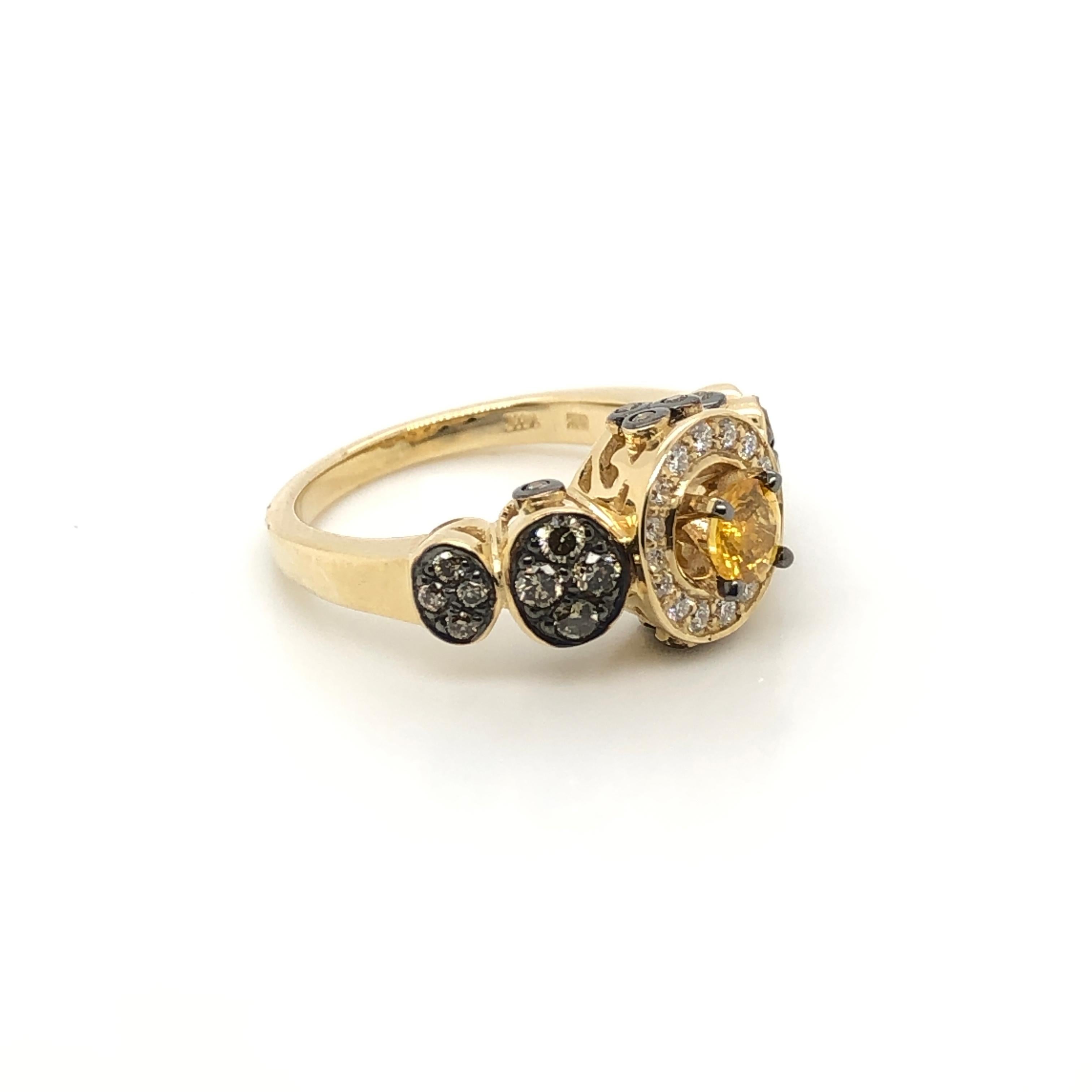 Women's or Men's Le Vian 1 Carat Chocolate Diamond Yellow Sapphire Yellow Gold Ring