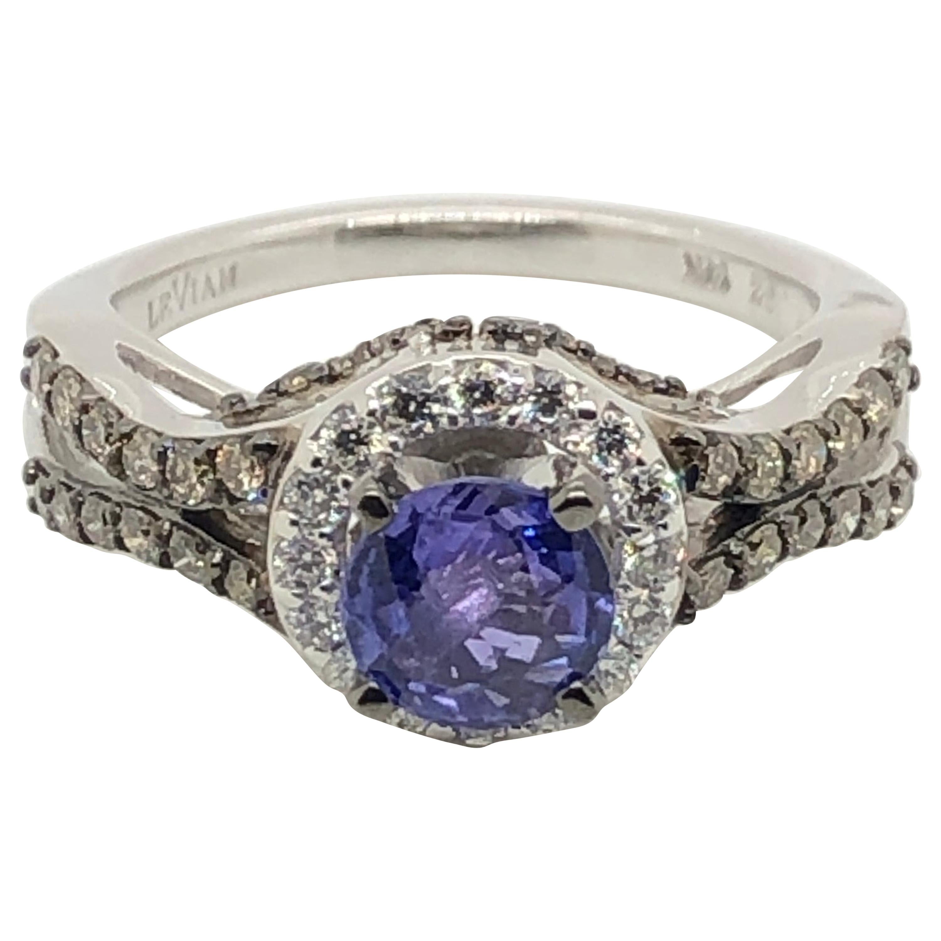 Le Vian 1 Carat Purple Sapphire White Gold Bridal Ring For Sale