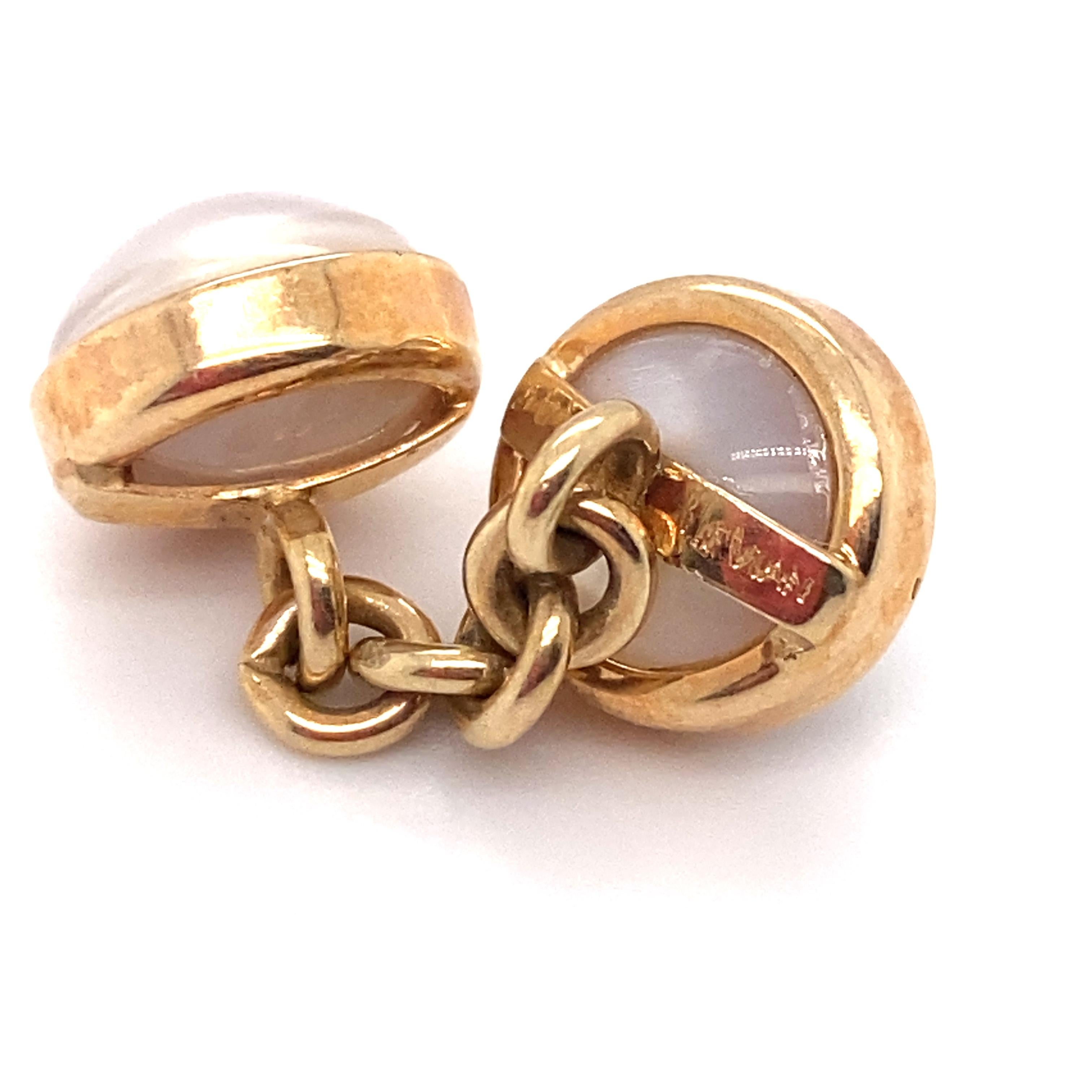 Le Vian Mabe Pearl Chain Cuff Links in 14K Gold In Good Condition For Sale In Addison, TX