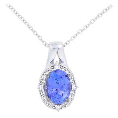 Le Vian 1.10 Carat Oval Tanzanite & Diamond Pendant Necklace, 14 Karat Gold Halo