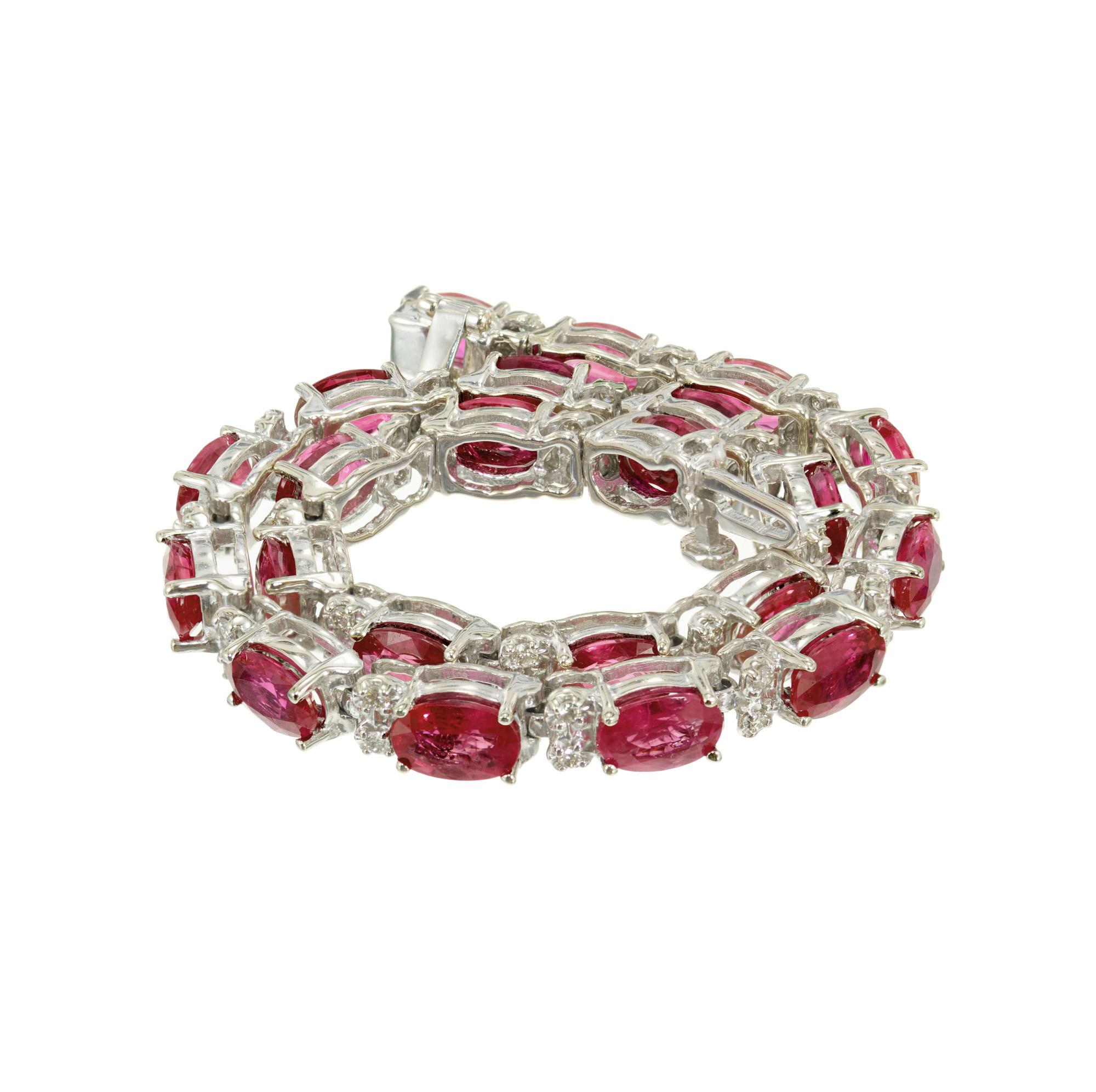 Oval Cut Le Vian 11.00 Carat Oval Ruby Diamond White Gold Link Bracelet  For Sale
