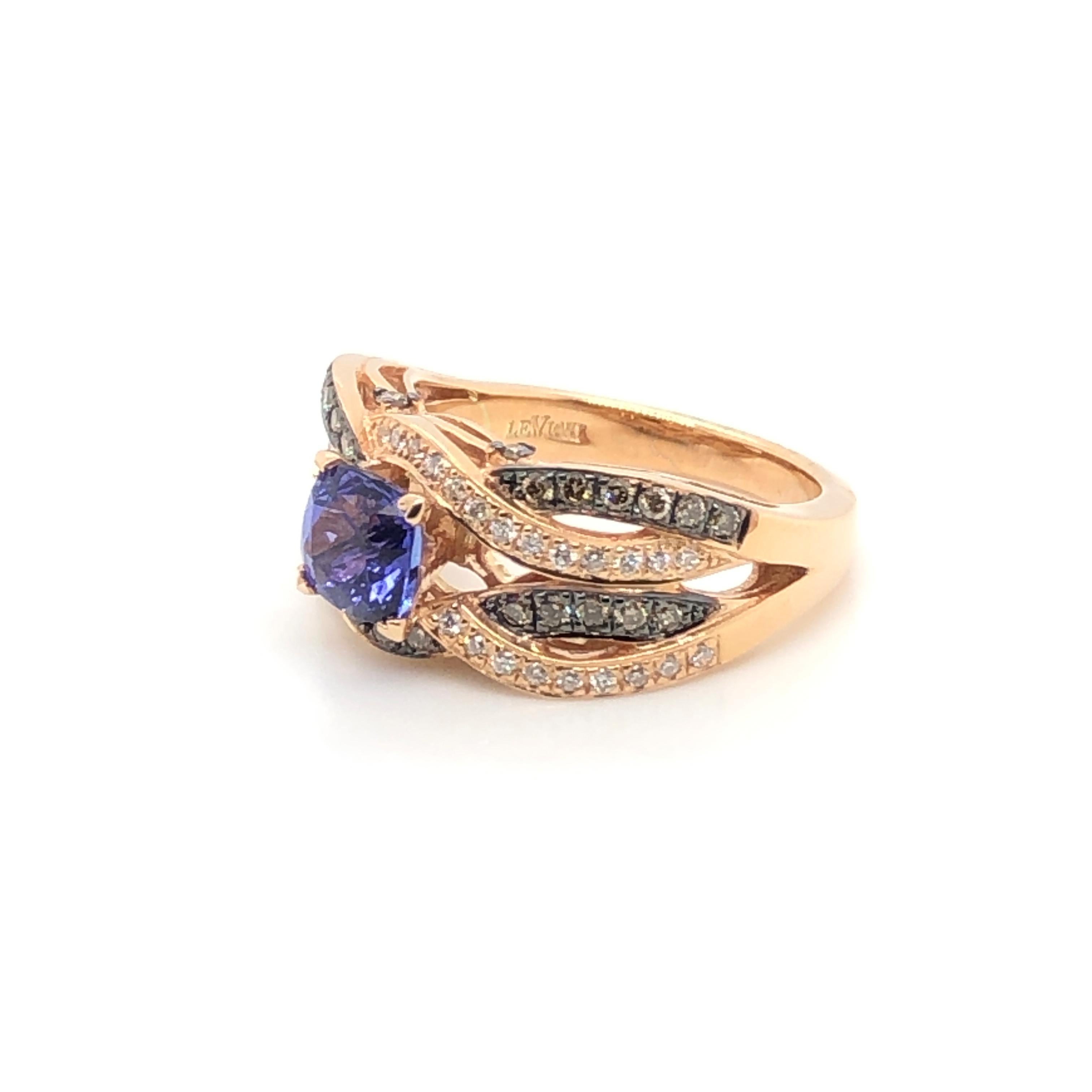 Women's Le Vian 1.125 Carat Tanzanite Rose Gold Bridal Ring For Sale