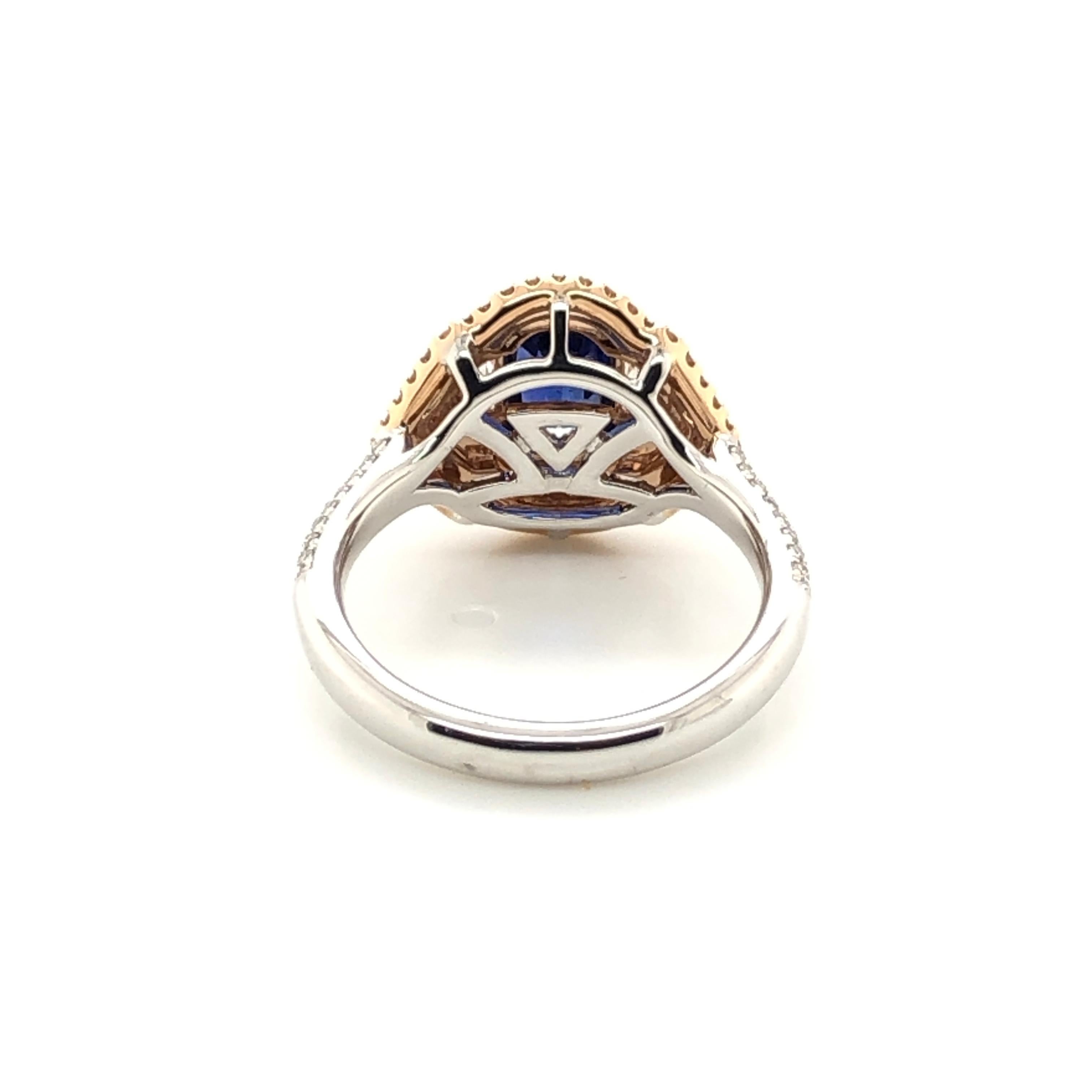 Le Vian 1.33 Carat Sapphire White Diamond Platinum Rose Gold Ring In New Condition For Sale In Great Neck, NY