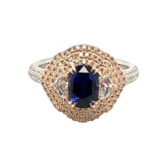 Le Vian 1.33 Carat Sapphire White Diamond Platinum Rose Gold Ring