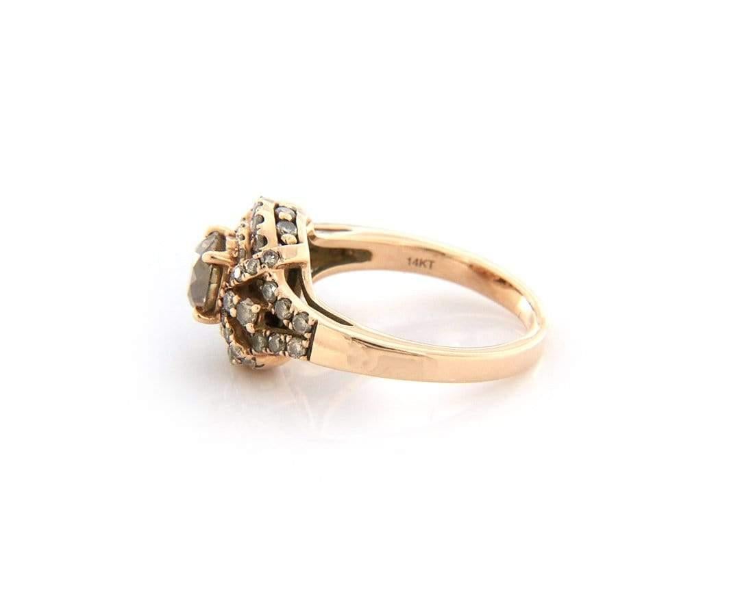 Round Cut Le Vian 1.37 CTW Multi Chocolate Diamond Ring in 14K Rose Gold For Sale