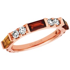 Bague Le Vian en or rose 14 carats avec diamant 5/8 carats:: citrine:: quartz fumé et grenat