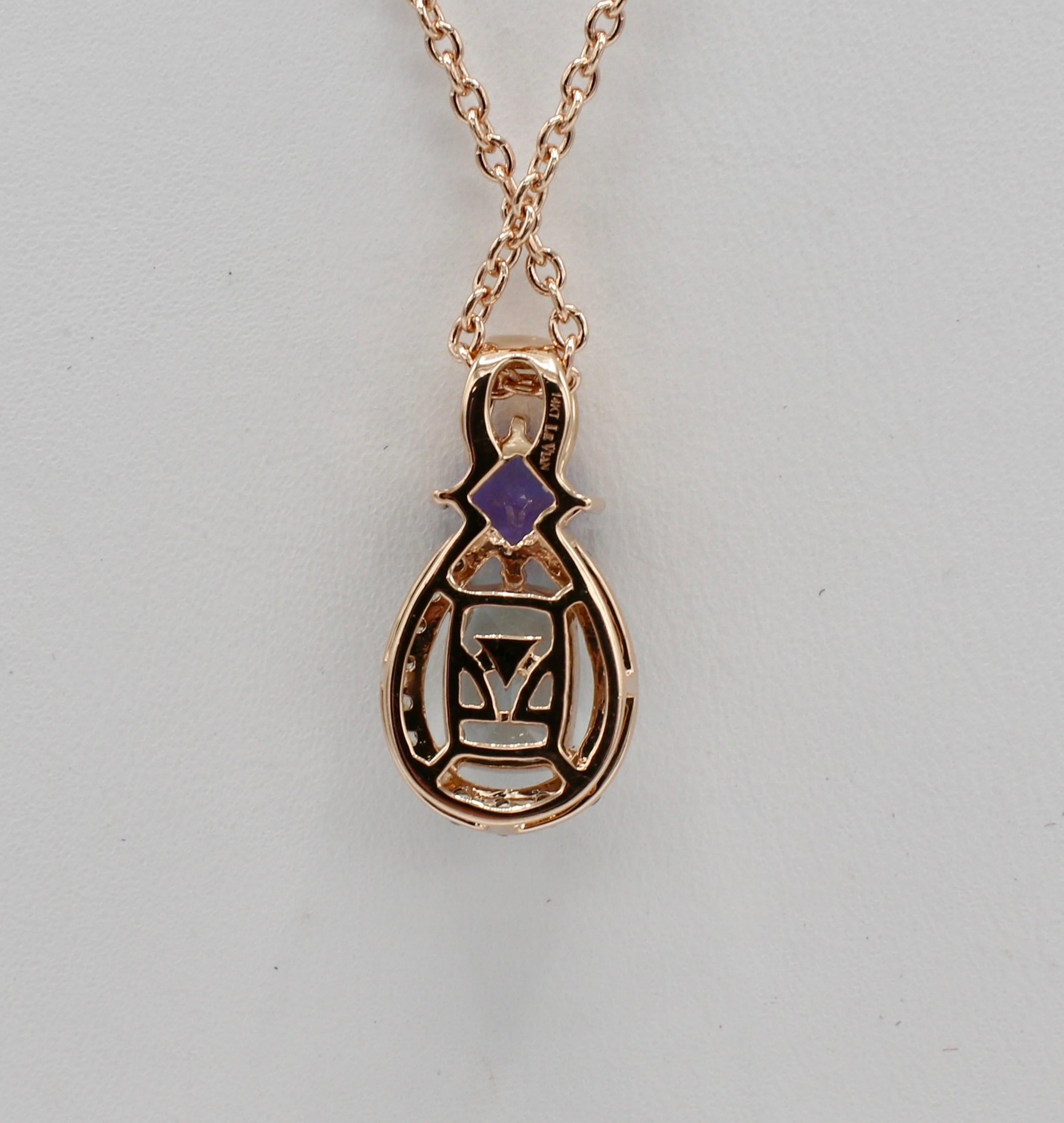 Le Vian 14 Karat Rose Gold Aquamarin:: Tansanit und Diamant-Anhänger Halskette (Moderne)