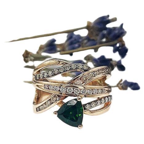Le Vian Bague en or rose 14 carats chromée Diopside 
Diamond en vente
