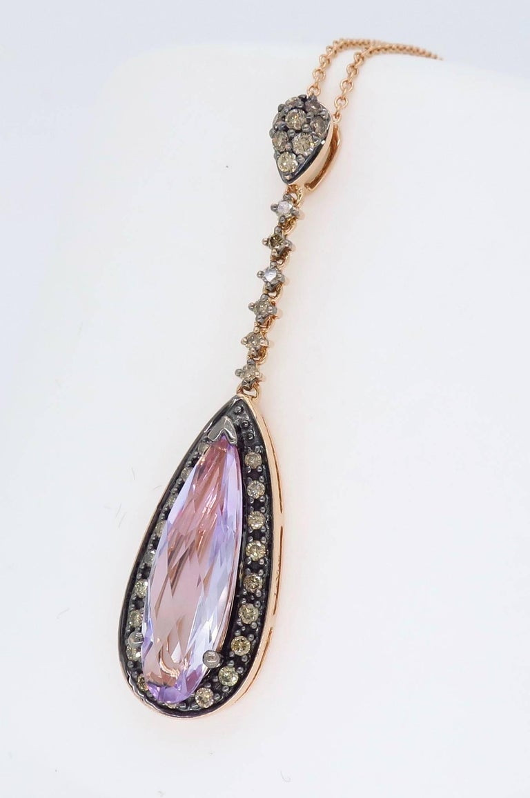 Le Vian 14 Karat Rose Gold Diamond Drop Necklace For Sale at 1stDibs