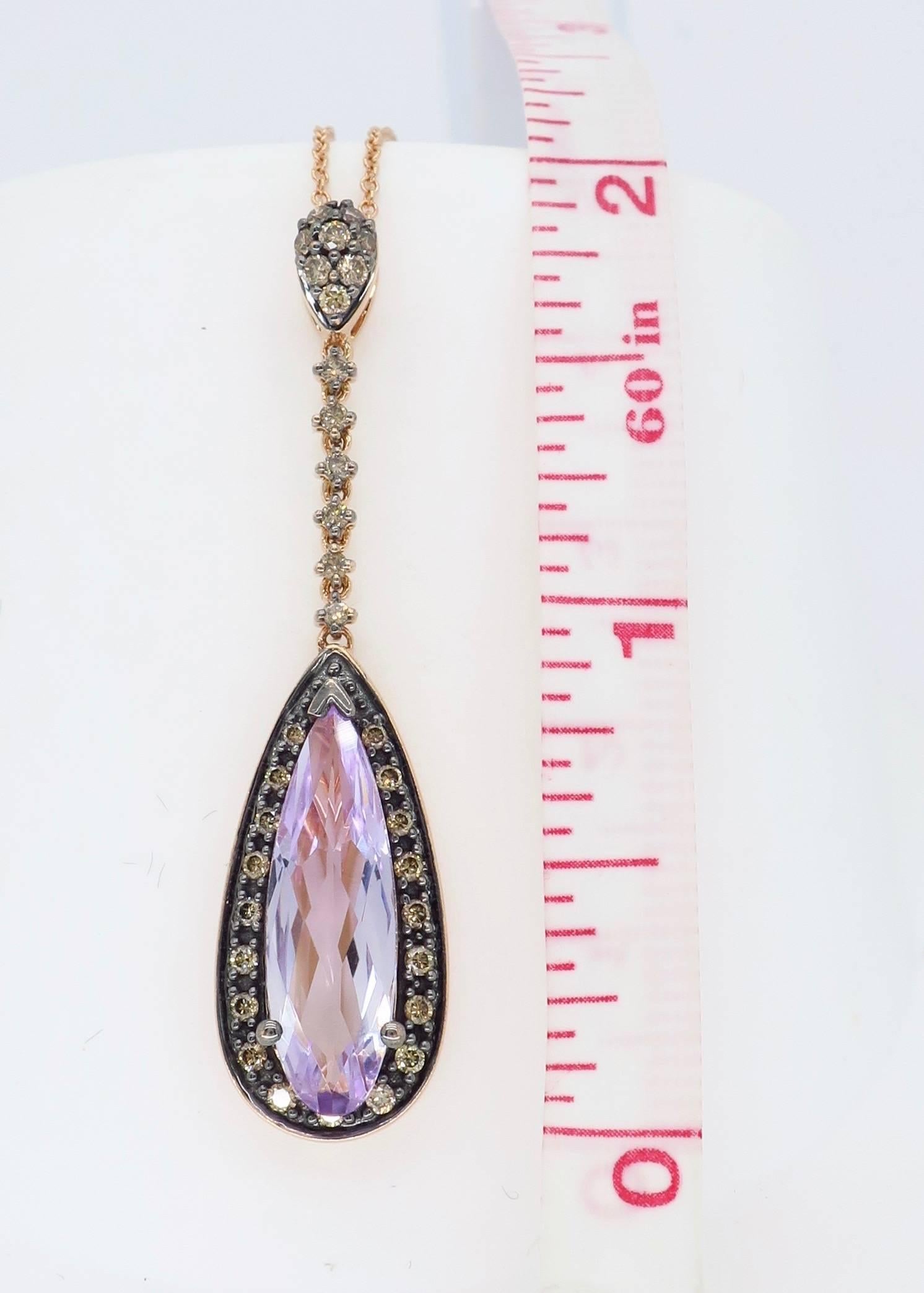 Le Vian 14 Karat Rose Gold Diamond Drop Necklace 2