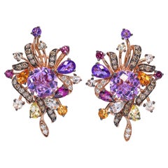 Le Vian 14k Rose Gold Crazy Collection Amethyst and Multi Gemstone Earrings