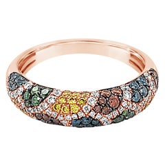 Le Vian 14K Rose Gold Domed Pavé Multi-Hued Fancy Color Diamond Band Ring