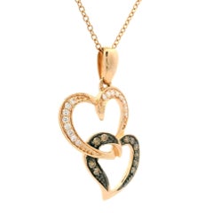 Le Vian - Collier en or rose 14k avec pendentif en forme de coeur entrelacé en diamant double chocolat