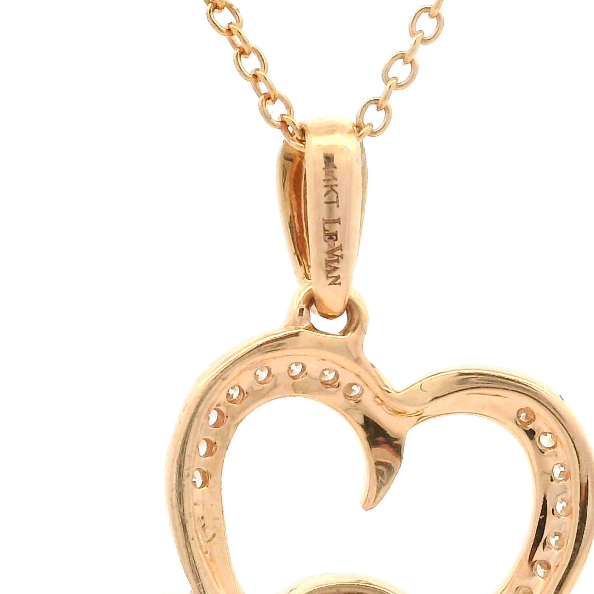 Le Vian 14k Rose Gold Dual Chocolate Diamond Interlocking Heart Pendant Necklace For Sale 2