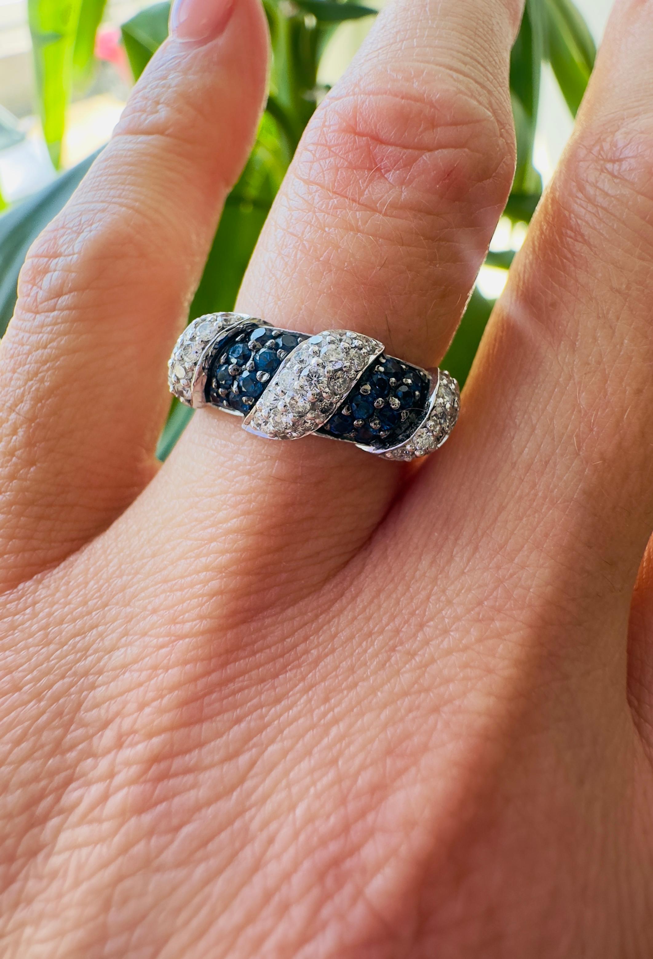 Le Vian - Bracelet en or blanc 14 carats, saphir bleu et diamant naturel Bon état - En vente à Houston, TX