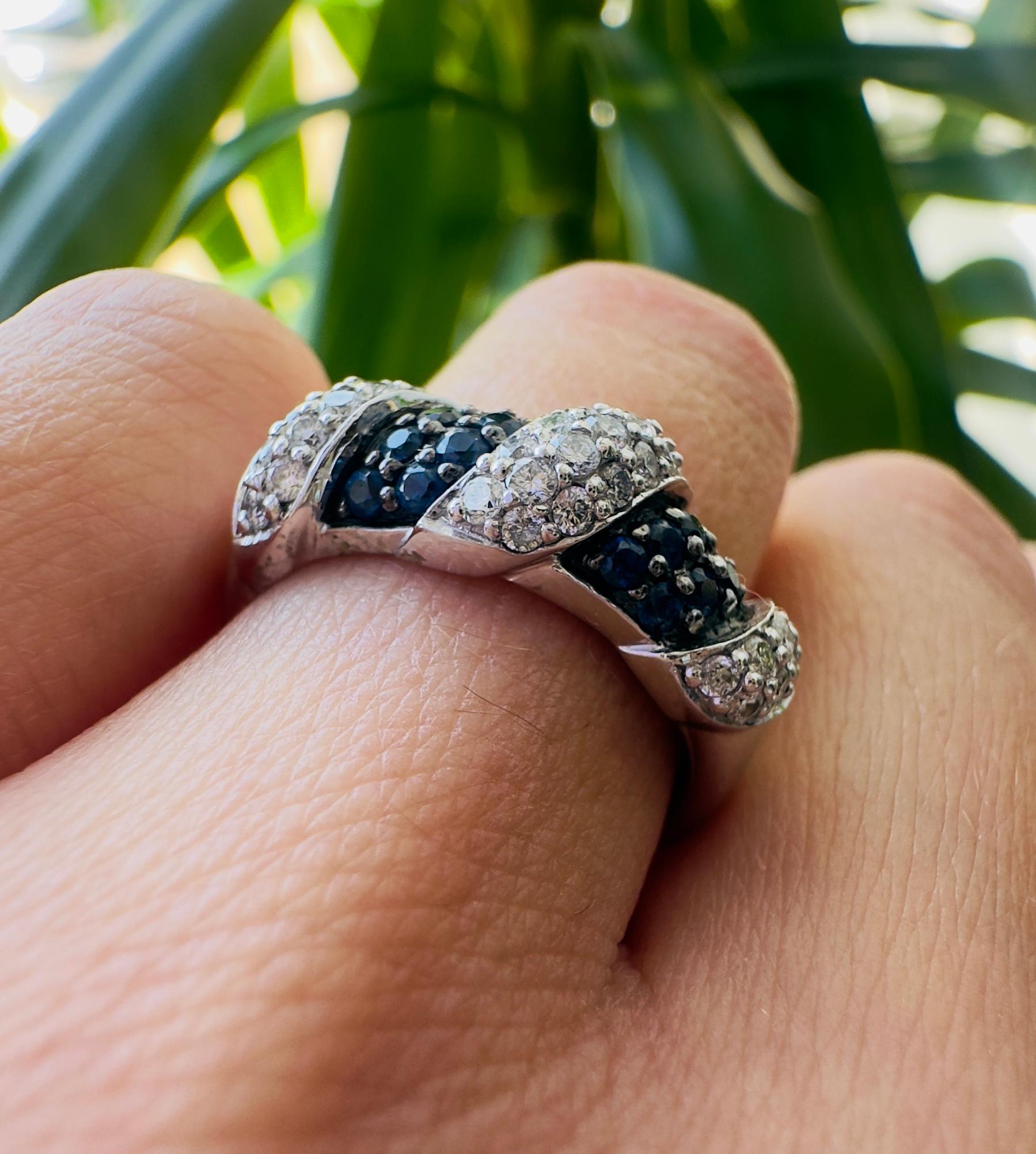 Le Vian - Bracelet en or blanc 14 carats, saphir bleu et diamant naturel en vente 1