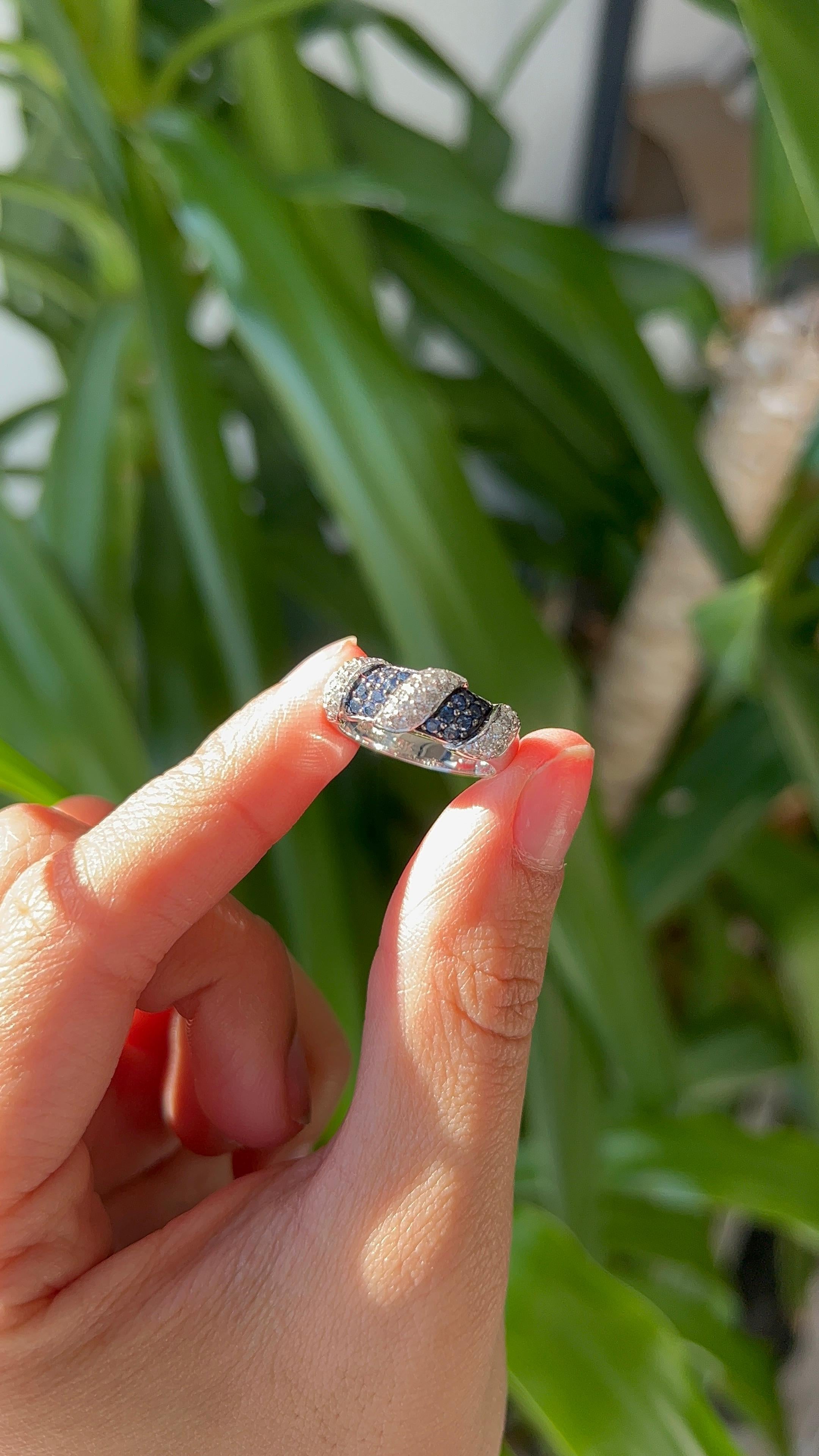 Le Vian - Bracelet en or blanc 14 carats, saphir bleu et diamant naturel en vente 3