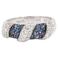 Le Vian 14K Weißgold Blauer Saphir und natürlicher Diamant Band