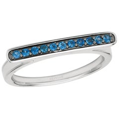 Le Vian Bague en forme d'Oméga en or blanc 14 carats avec saphir bleu - Taille 6-3/4