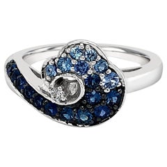 Le Vian 14K White Gold Ceylon Sapphire Diamond Accent Ocean Wave Cocktail Ring
