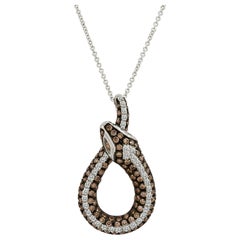 Halskette mit Anhänger, 14 Karat Weißgold, runder schokoladenbrauner Diamant, von Le Vian