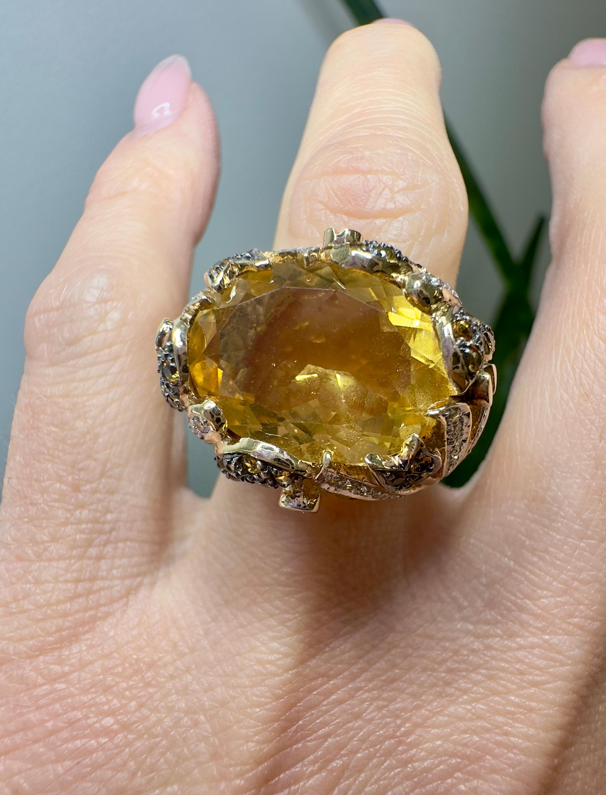 Le Vian 14k Yellow Gold Citrine and Diamond Cocktail Ring For Sale 1