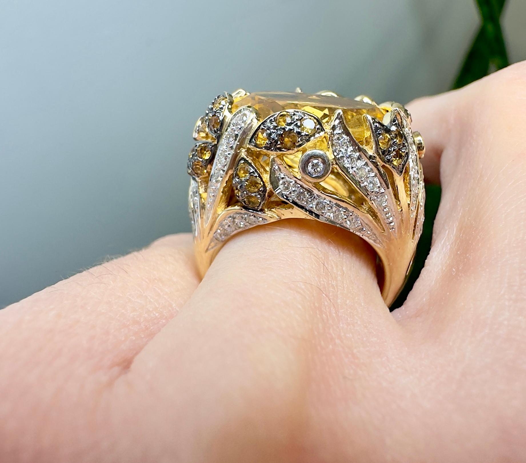 Le Vian 14k Yellow Gold Citrine and Diamond Cocktail Ring For Sale 3