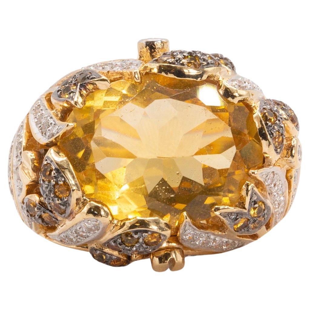 Le Vian 14k Yellow Gold Citrine and Diamond Cocktail Ring