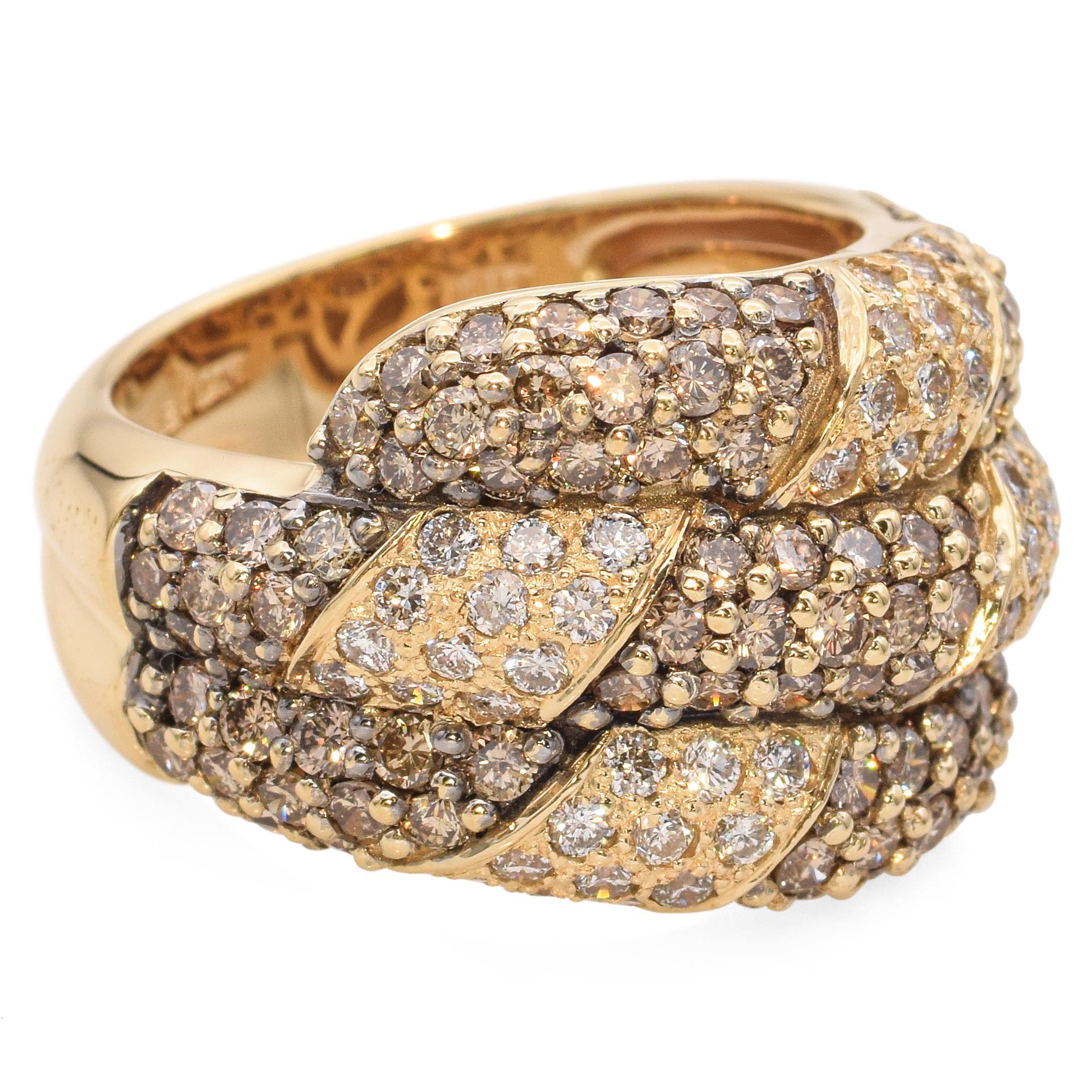 Le Vian, bague en or jaune 14 carats avec demi-pavé de diamants en vente 1