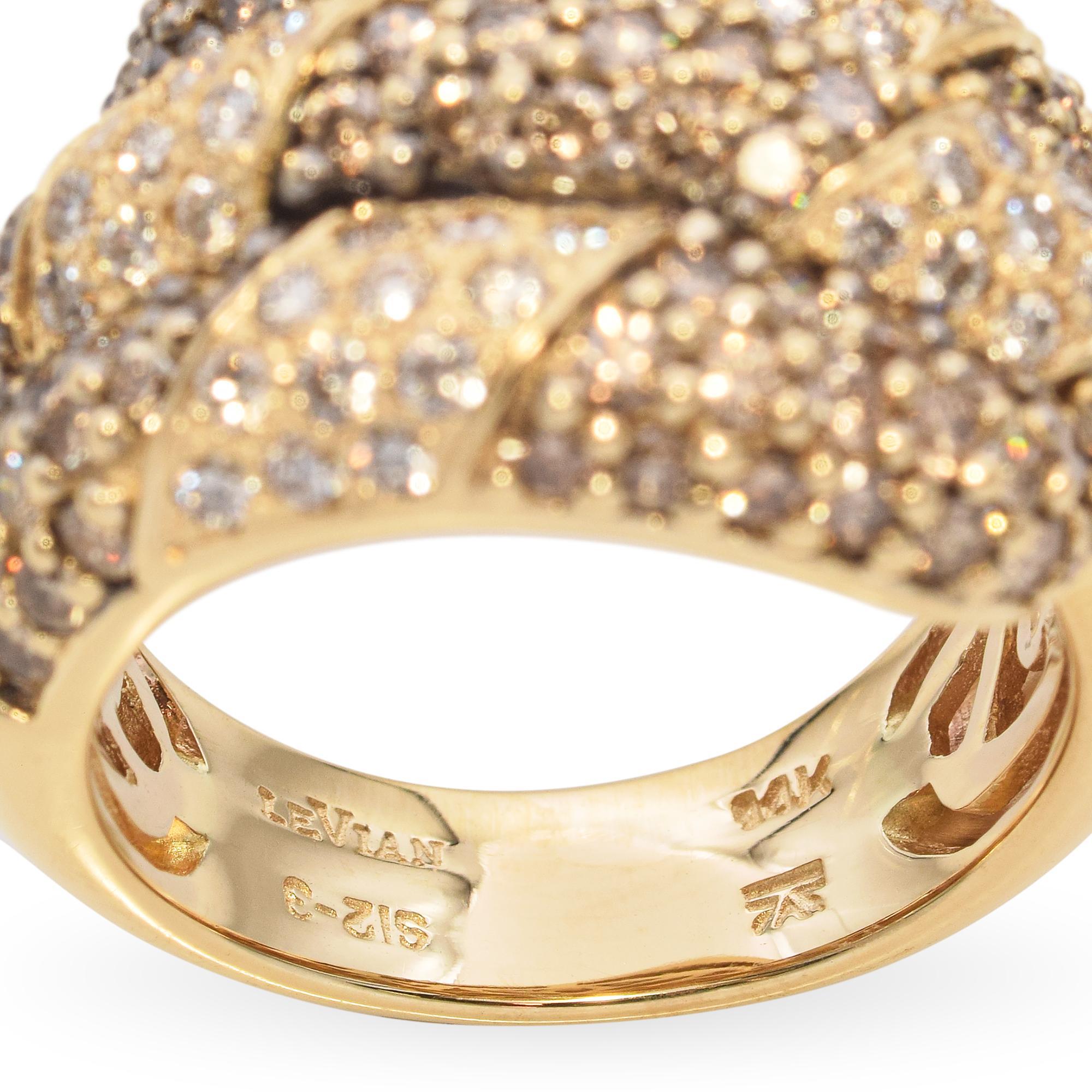 Le Vian, bague en or jaune 14 carats avec demi-pavé de diamants en vente 2