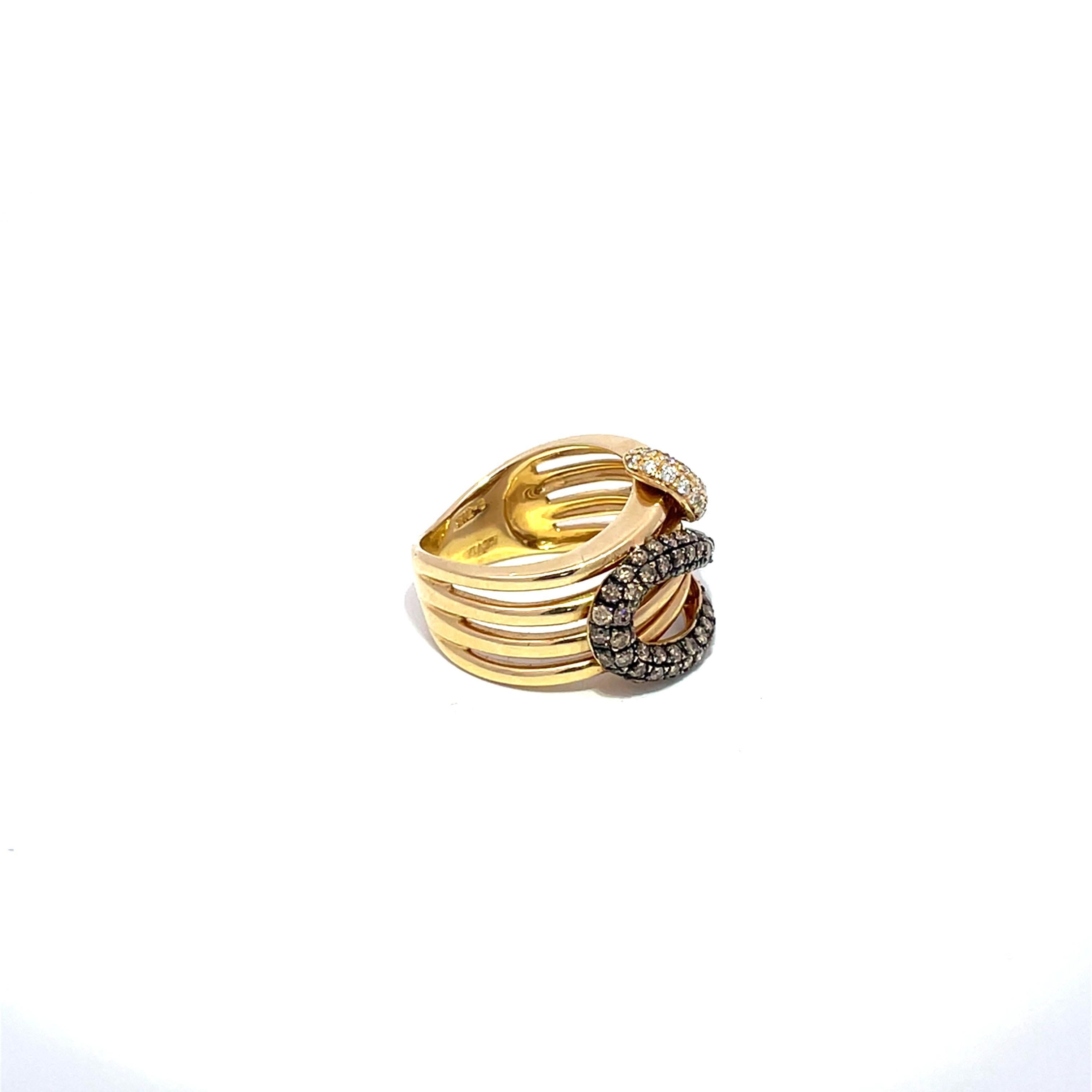 Le Vian Bague en or jaune 14k à double tête de serpent et diamant Excellent état - En vente à New York, NY