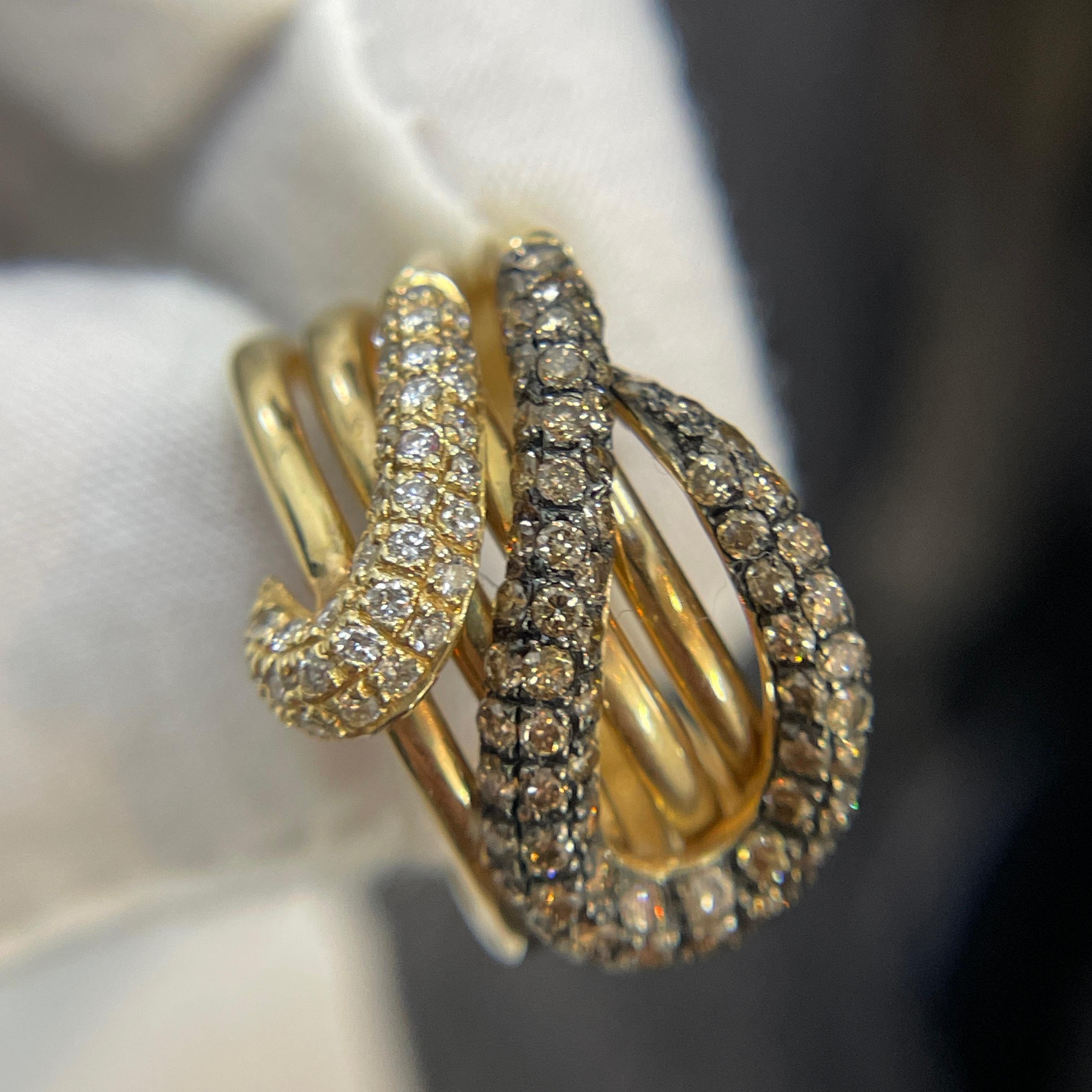 Le Vian Bague en or jaune 14k à double tête de serpent et diamant en vente 1