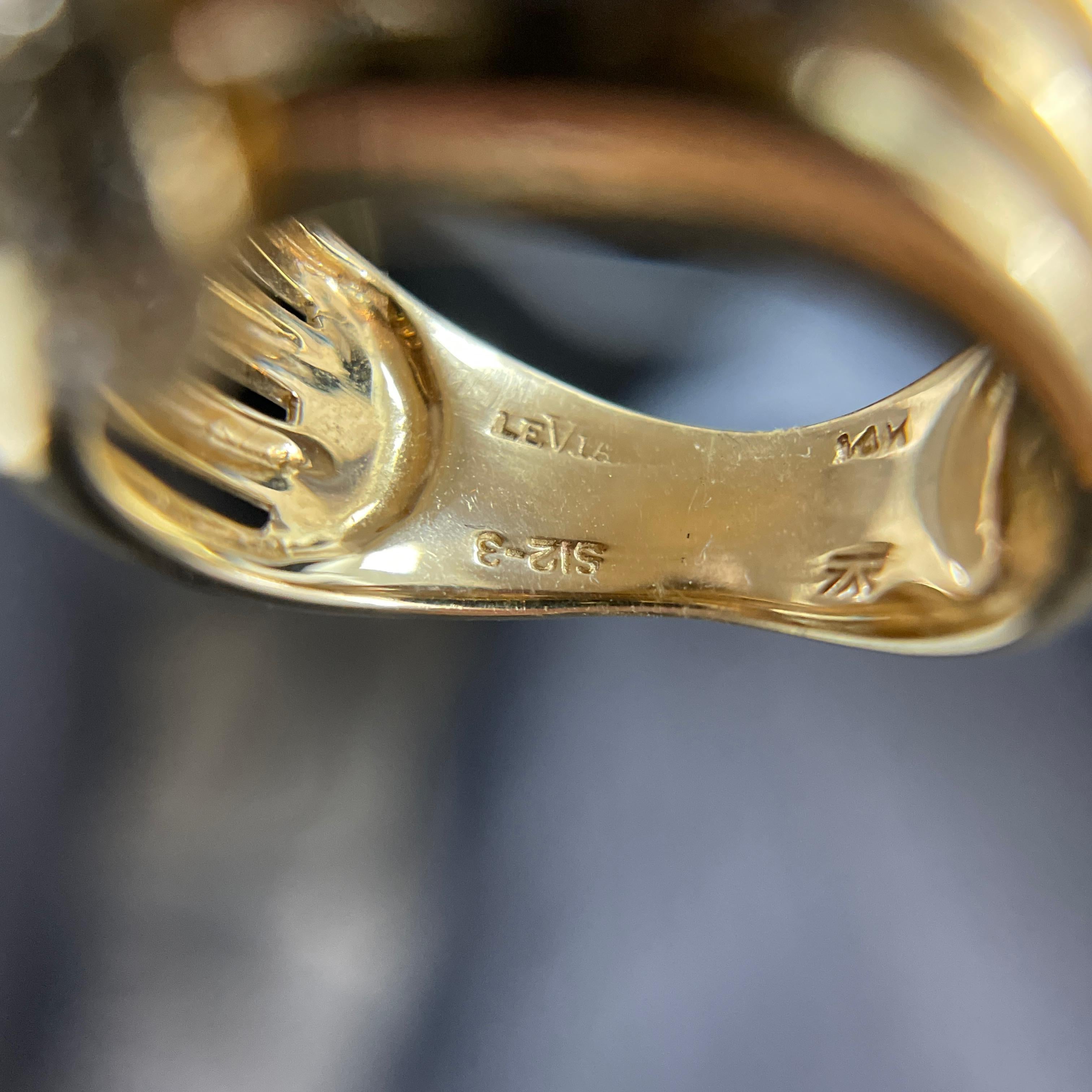 Le Vian Bague en or jaune 14k à double tête de serpent et diamant en vente 2