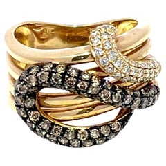 Le Vian 14k Yellow Gold Double Snake Head Diamond Ring