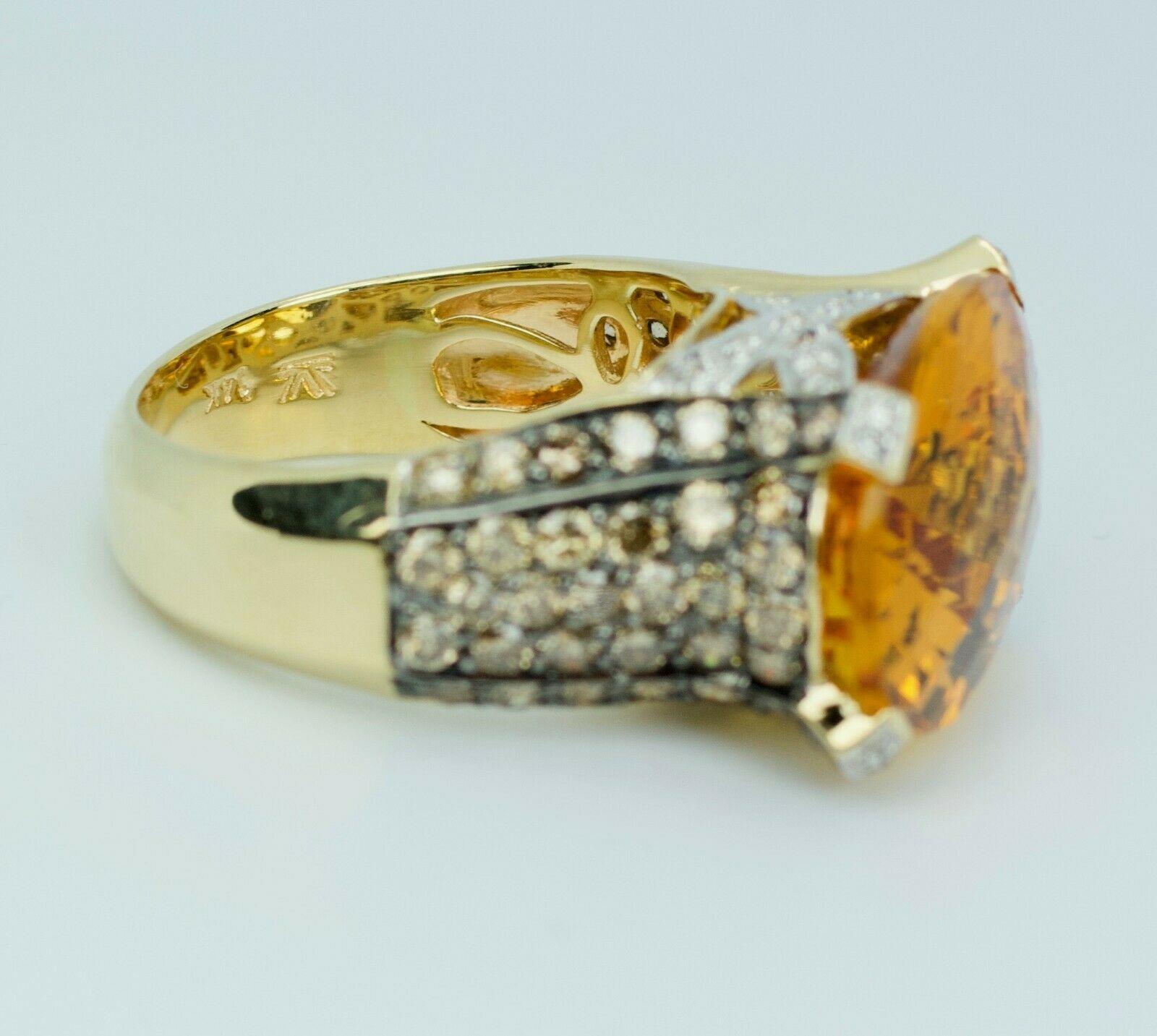 Women's or Men's Le Vian 14 Karat Gold Oval Checkerboard Citrine and Chocolate Diamond Ring