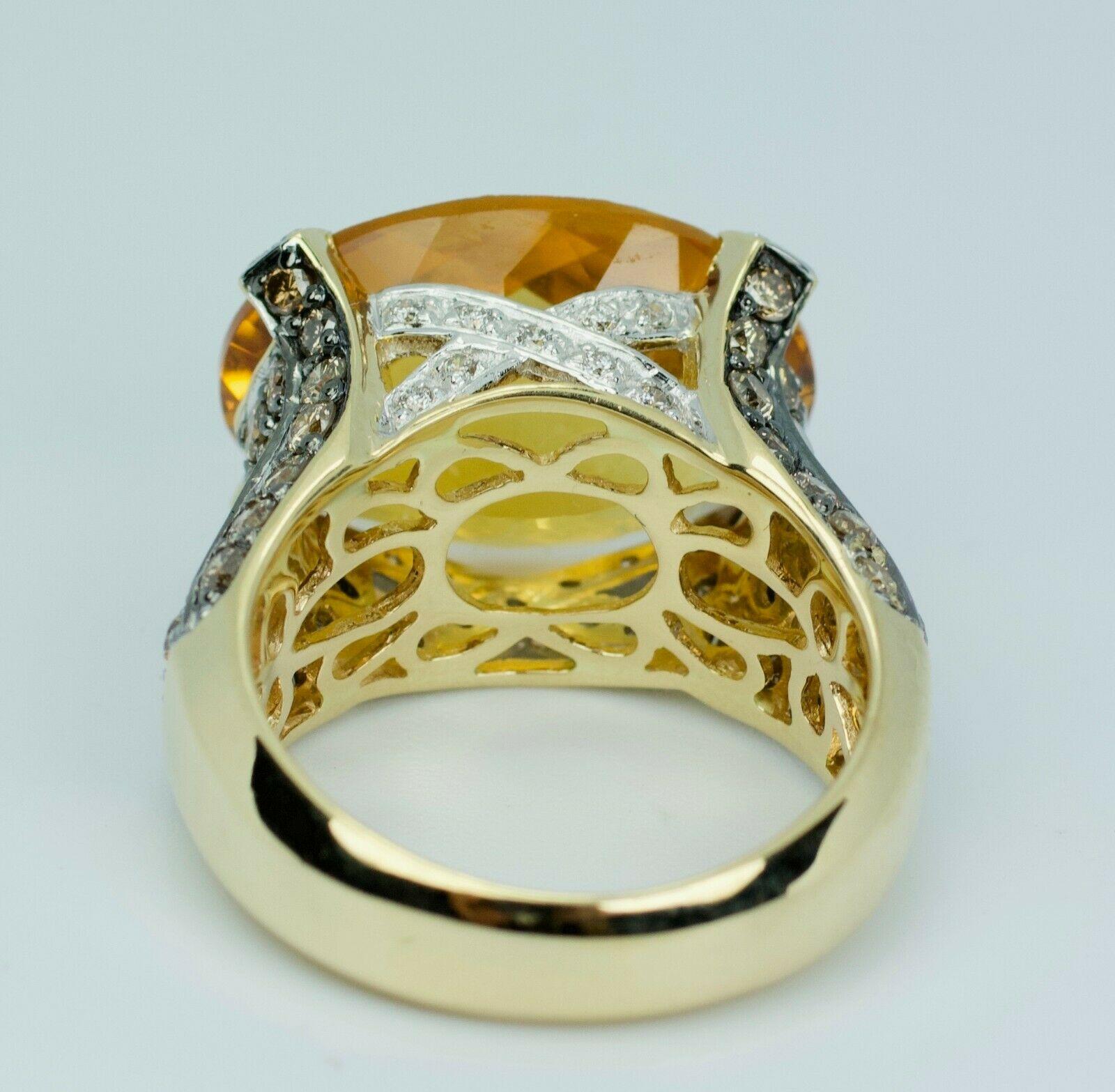 Le Vian 14 Karat Gold Oval Checkerboard Citrine and Chocolate Diamond Ring 1