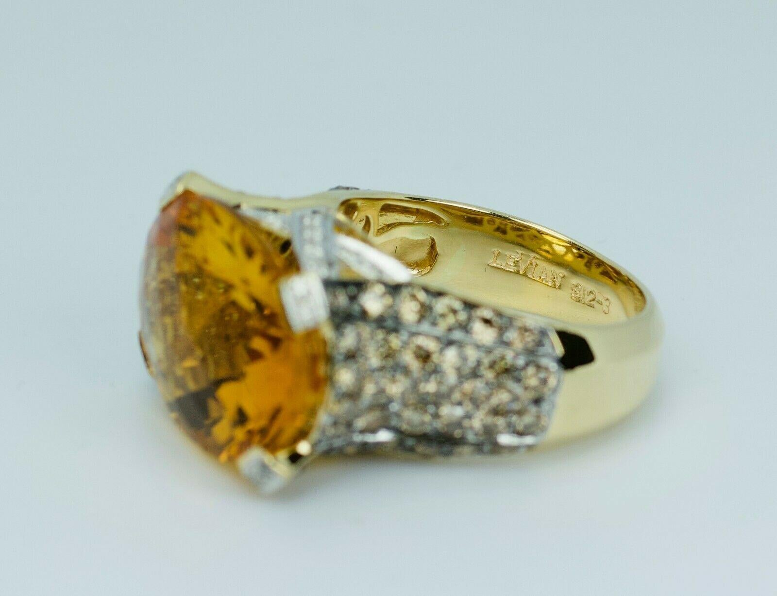 Le Vian 14 Karat Gold Oval Checkerboard Citrine and Chocolate Diamond Ring 2