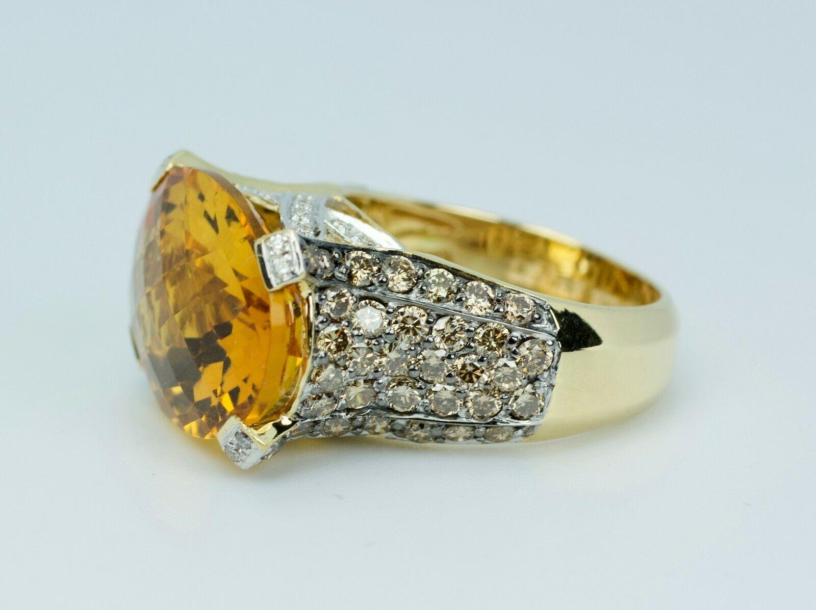 Le Vian 14 Karat Gold Oval Checkerboard Citrine and Chocolate Diamond Ring 3