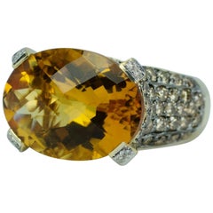 Le Vian 14 Karat Gold Oval Checkerboard Citrine and Chocolate Diamond Ring