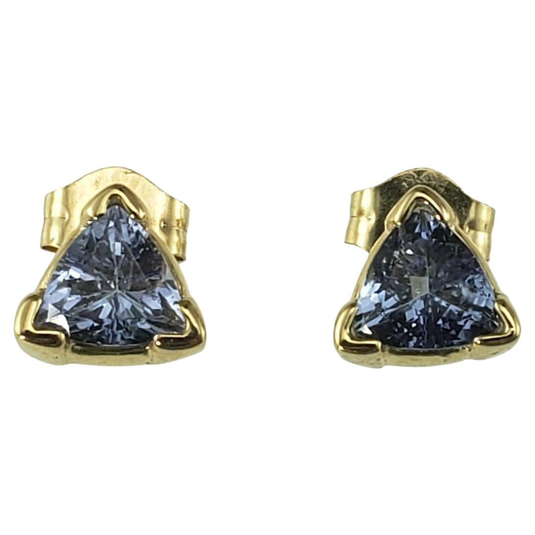 Le Vian 14K Yellow Gold Trillion Cut Tanzanite Stud Earrings #23354 in vendita